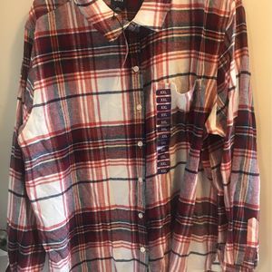 Gap Flannel Shirt Plaid Women’s Size XXL Red Boyfriend Flannel
